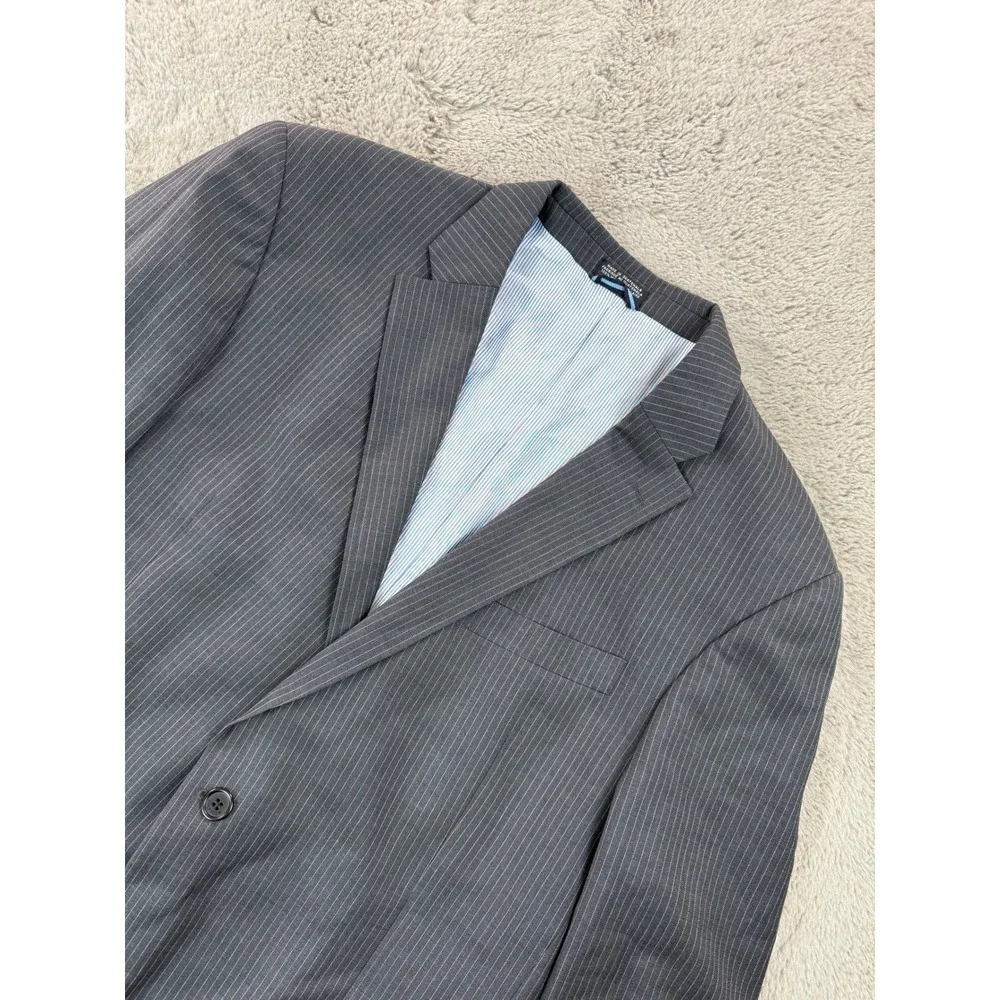 Tommy Hilfiger Men's Gray Pinstripe Wool Blazer Jacket‎ Size L46